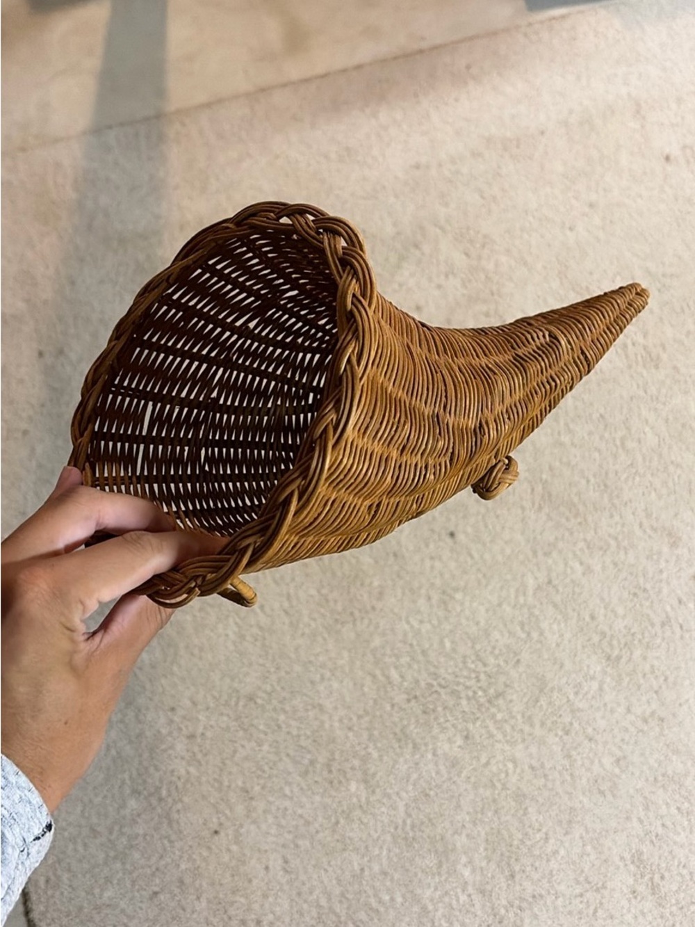 Woven Cornucopia Basket - Brown